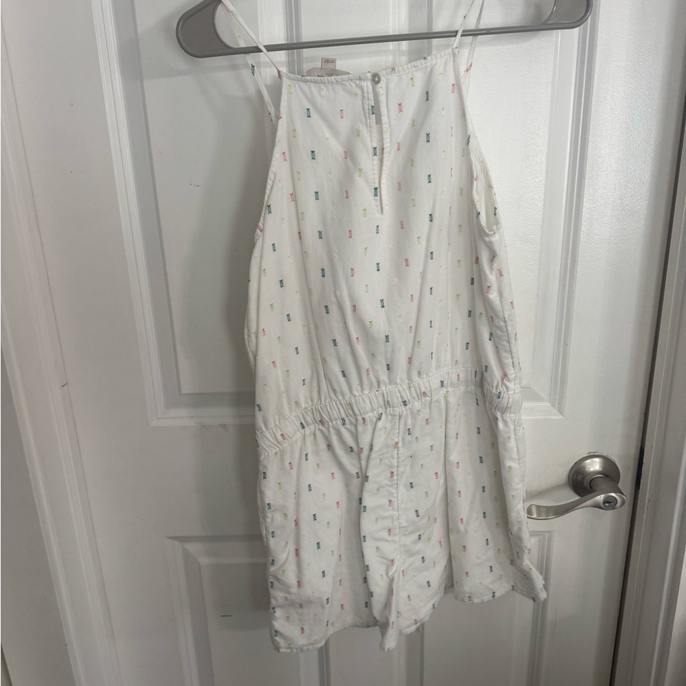 Loft White Sleeveless Summer romper with Tiny Multicolor Dots